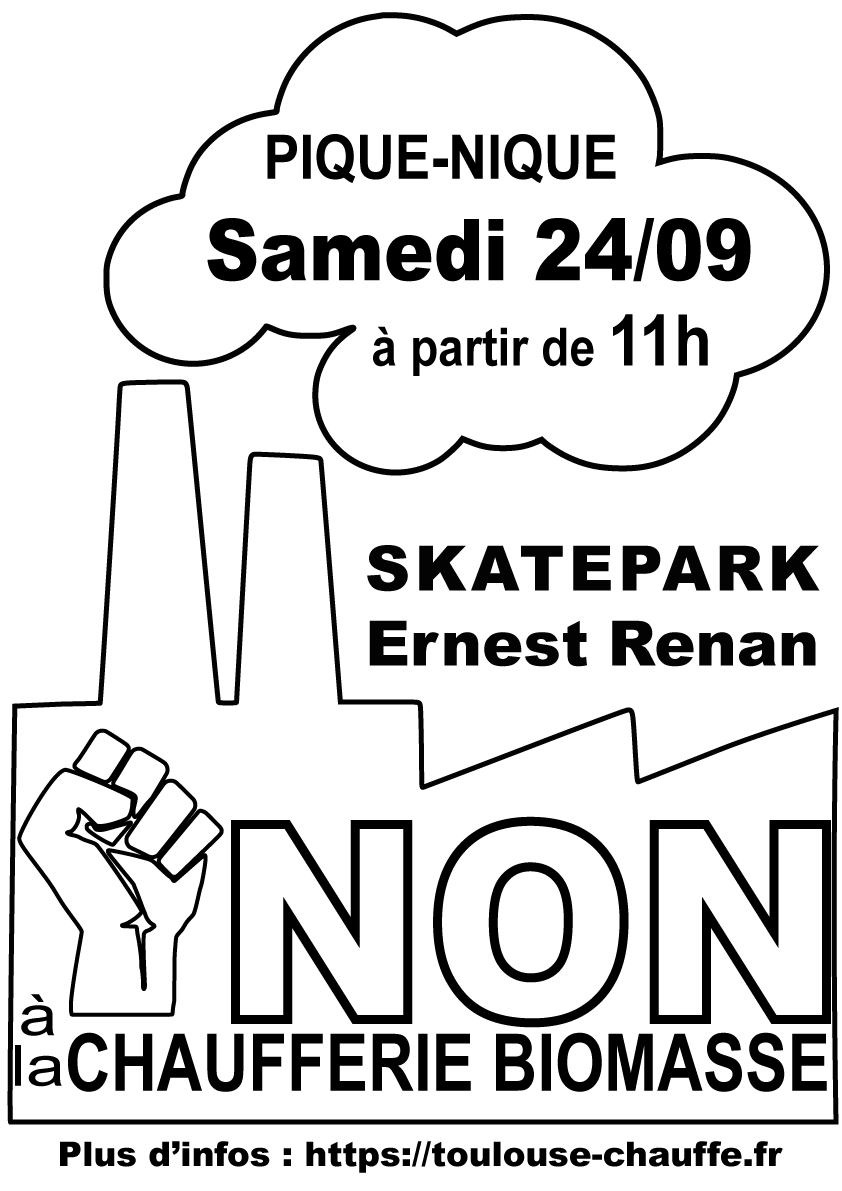 affiche rassemblement skatepark 11 juin 2022 pour dire non à l'incinérateur biomasse